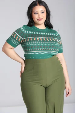 Hell Bunny Vixey Jumper Green Discount