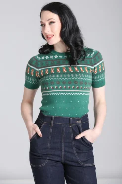 Hell Bunny Vixey Jumper Green Discount