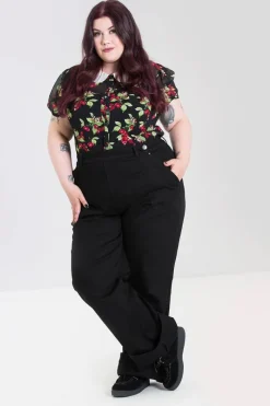 Hell Bunny Weston Denim Trousers Black Hot