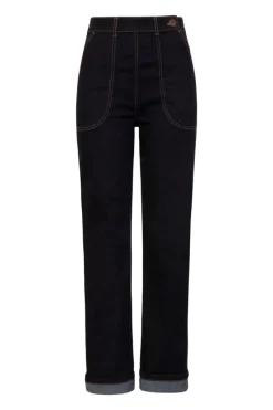 Hell Bunny Weston Denim Trousers Black Hot