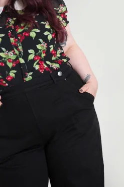 Hell Bunny Weston Denim Trousers Black Hot