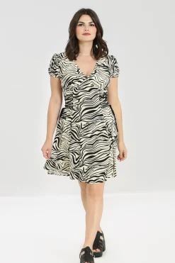 Hell Bunny Zebra Mini Dress Ivory Clearance