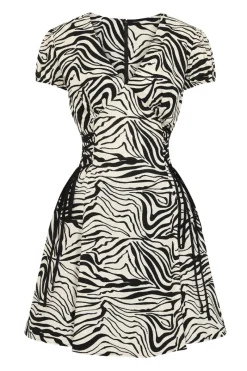 Hell Bunny Zebra Mini Dress Ivory Clearance