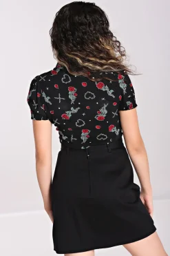 Hell Bunny Zoey Blouse Black Hot