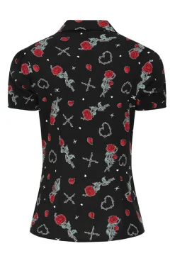 Hell Bunny Zoey Blouse Black Hot
