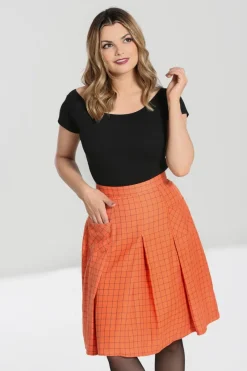 Hell Bunny Zora Skirt Orange New