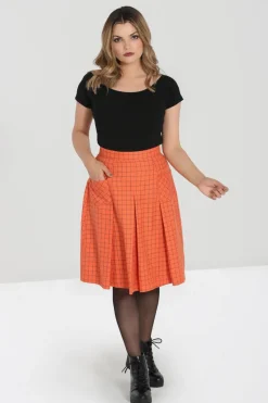 Hell Bunny Zora Skirt Orange New